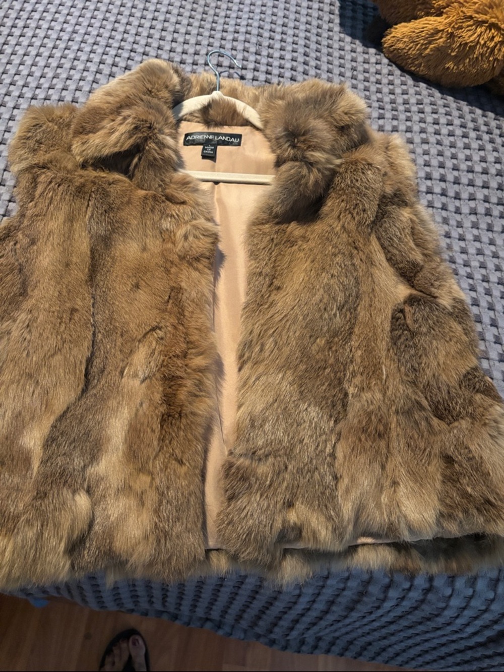 Adrienne Landau Tan Brown Faux Fur Vest